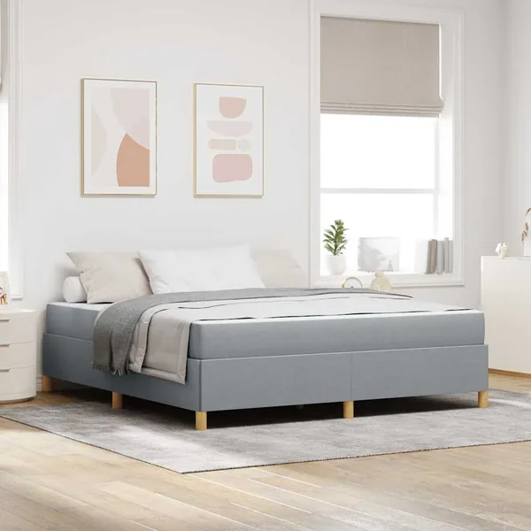 Cadre de lit avec matelas Gris clair 180 x 200 cm tissu