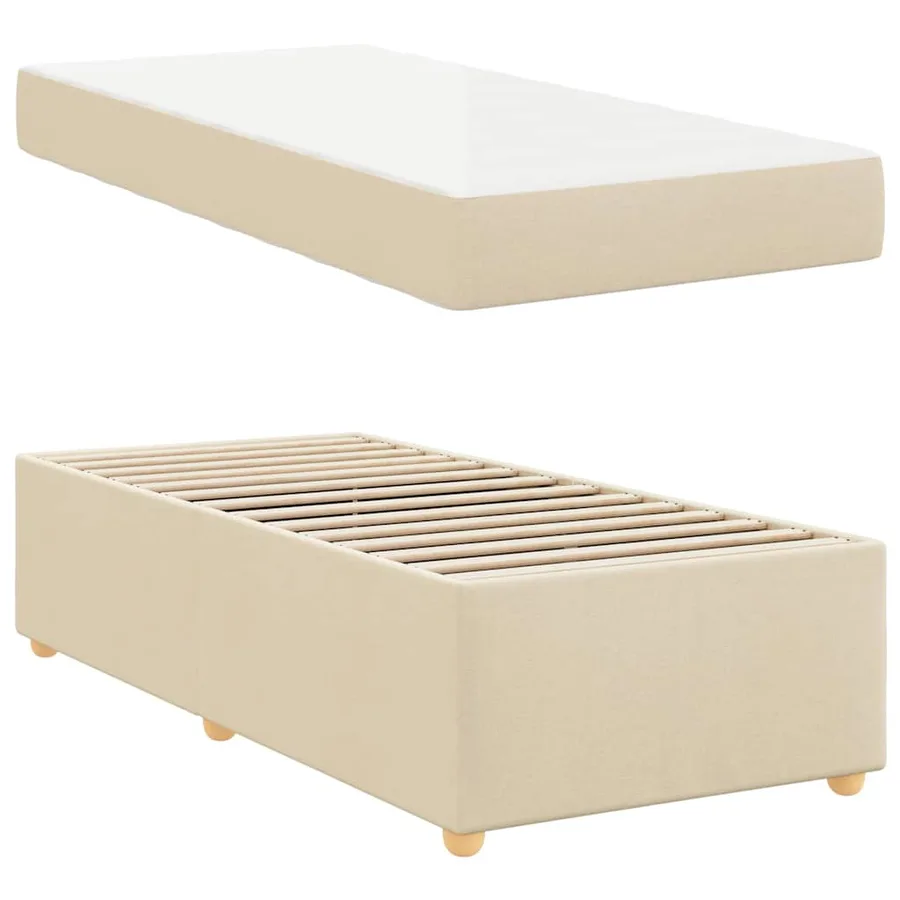 Cadre de lit avec matelas Crème 90 x 200 cm tissu - 4