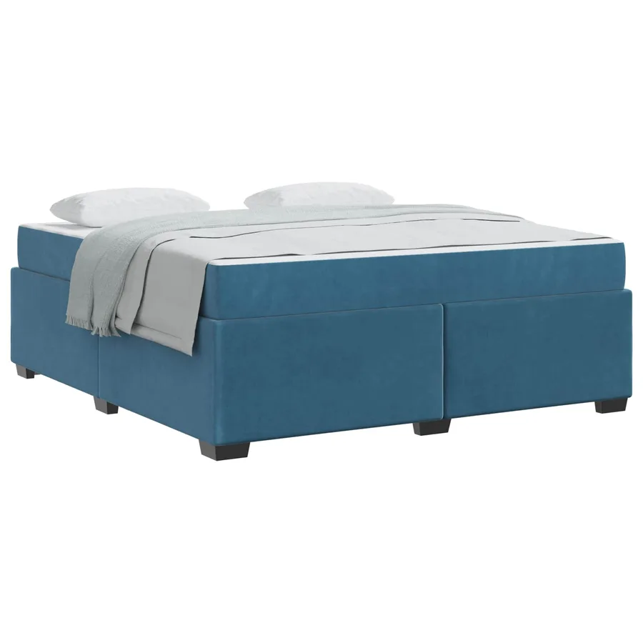 Cadre de lit avec matelas Bleu foncé 180 x 200 cm tissu - 2