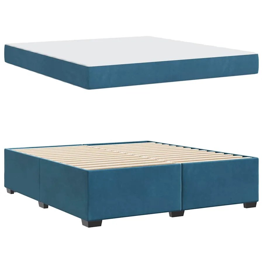 Cadre de lit avec matelas Bleu foncé 180 x 200 cm tissu - 4