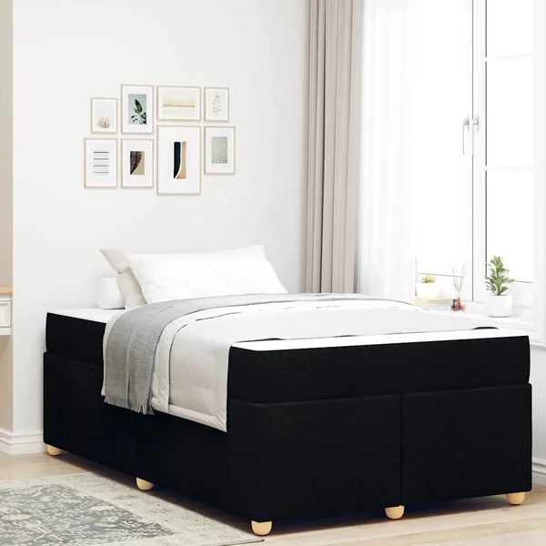 Cadre de lit avec matelas Noir 120 x 190 cm tissu