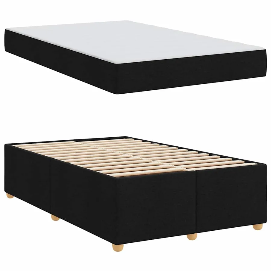 Cadre de lit avec matelas Noir 120 x 190 cm tissu - 4