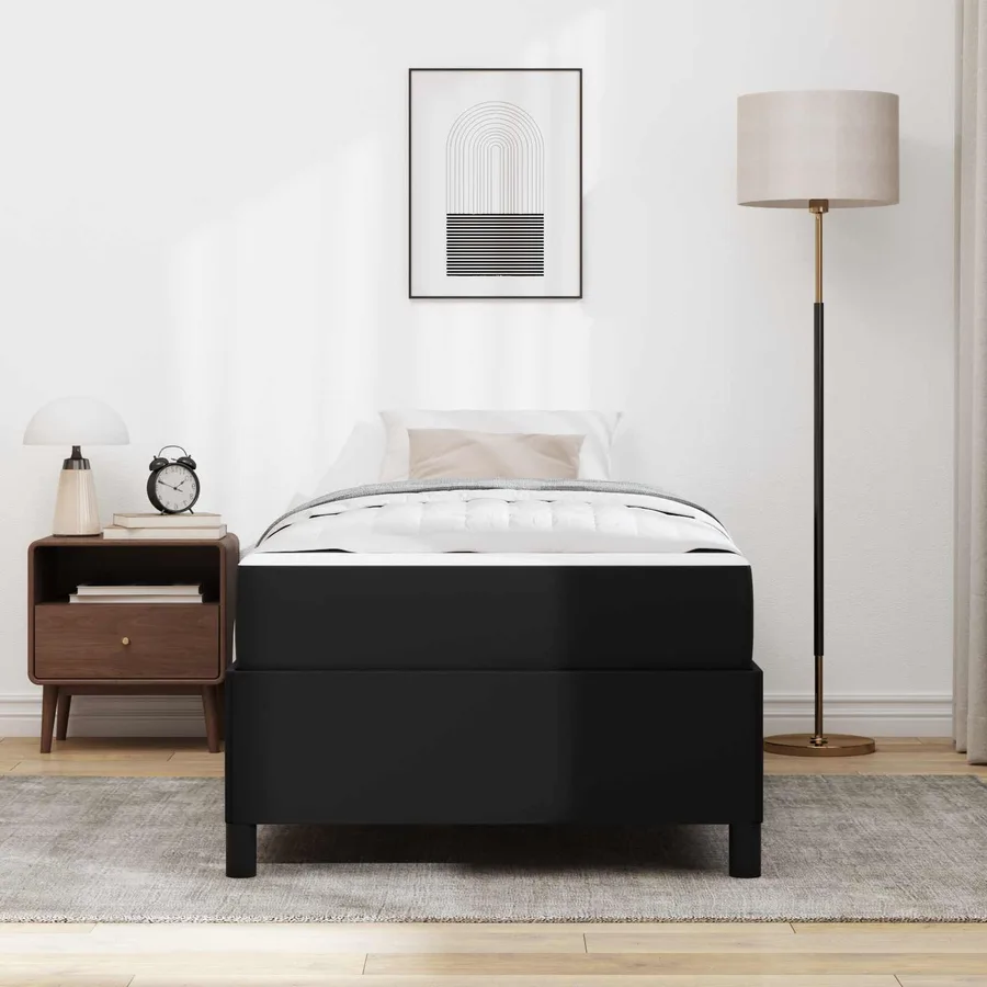 Cadre de lit avec matelas Noir 90 x 190 cm tissu - 4