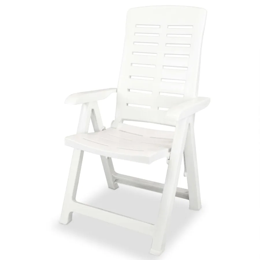 lot de 2 Chaises inclinables de jardin Plastique Blanc - 3