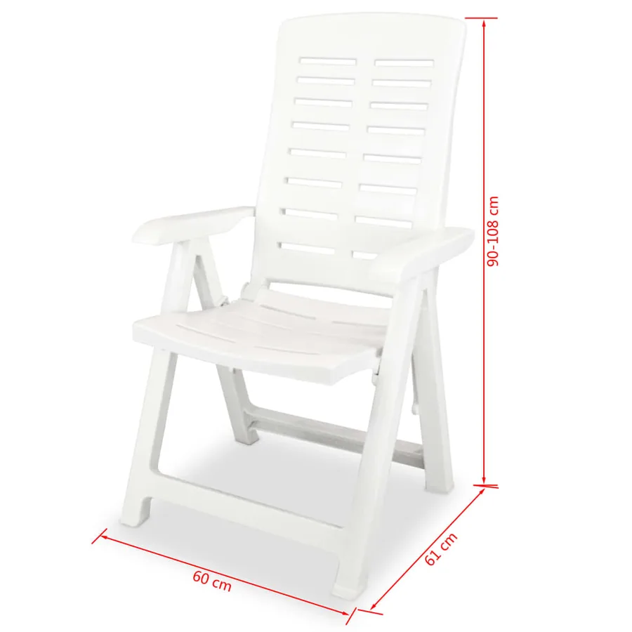 lot de 2 Chaises inclinables de jardin Plastique Blanc - 8