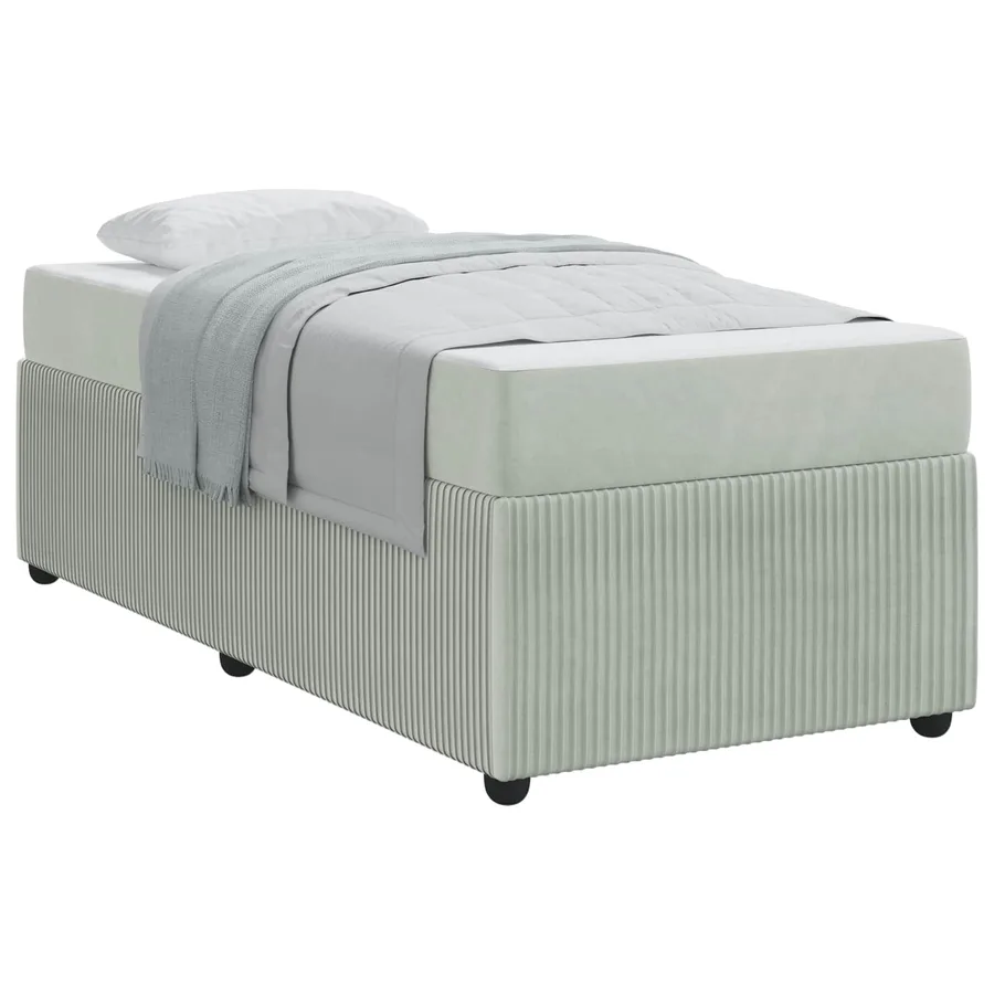 Cadre de lit avec matelas Gris clair 80 x 200 cm tissu - 2