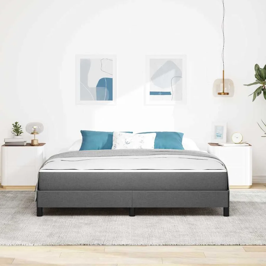 Lit à ressorts avec matelas Gris foncé 180 x 200 cm tissu - 3