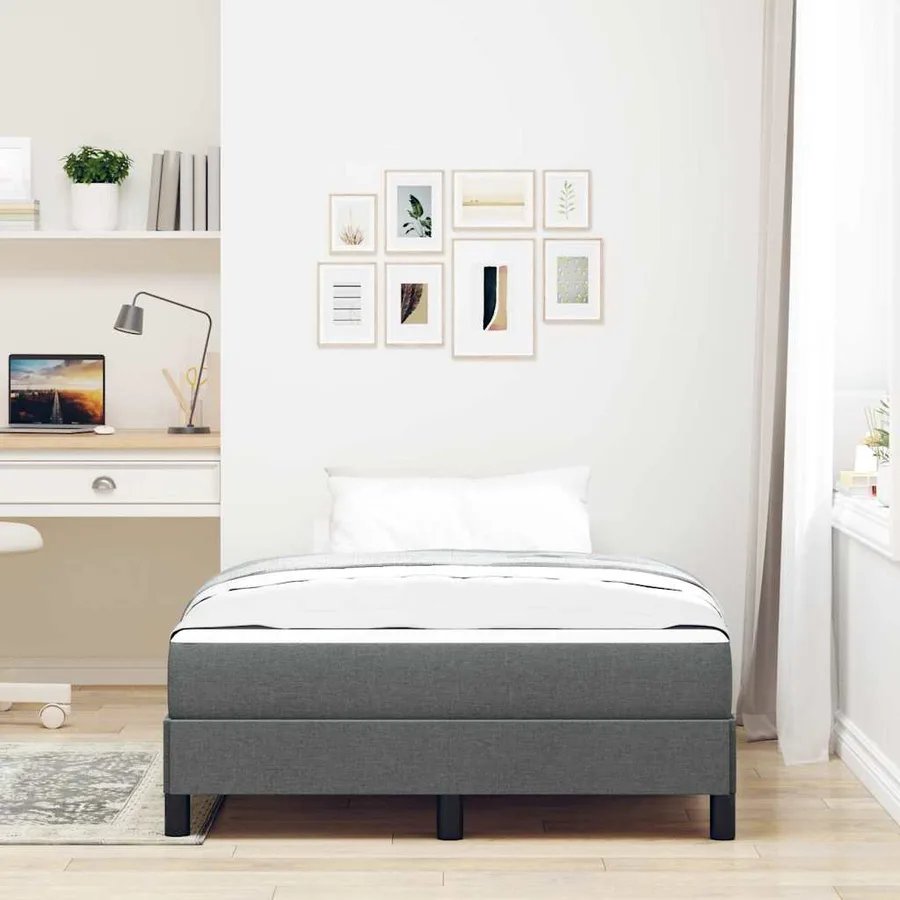 Lit à ressorts avec matelas Gris foncé 120 x 190 cm tissu - 3