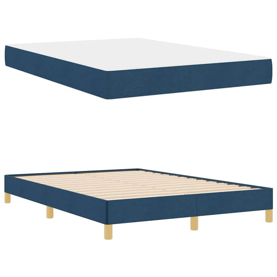 Lit à ressorts avec matelas Bleu 160 x 200 cm tissu - 6
