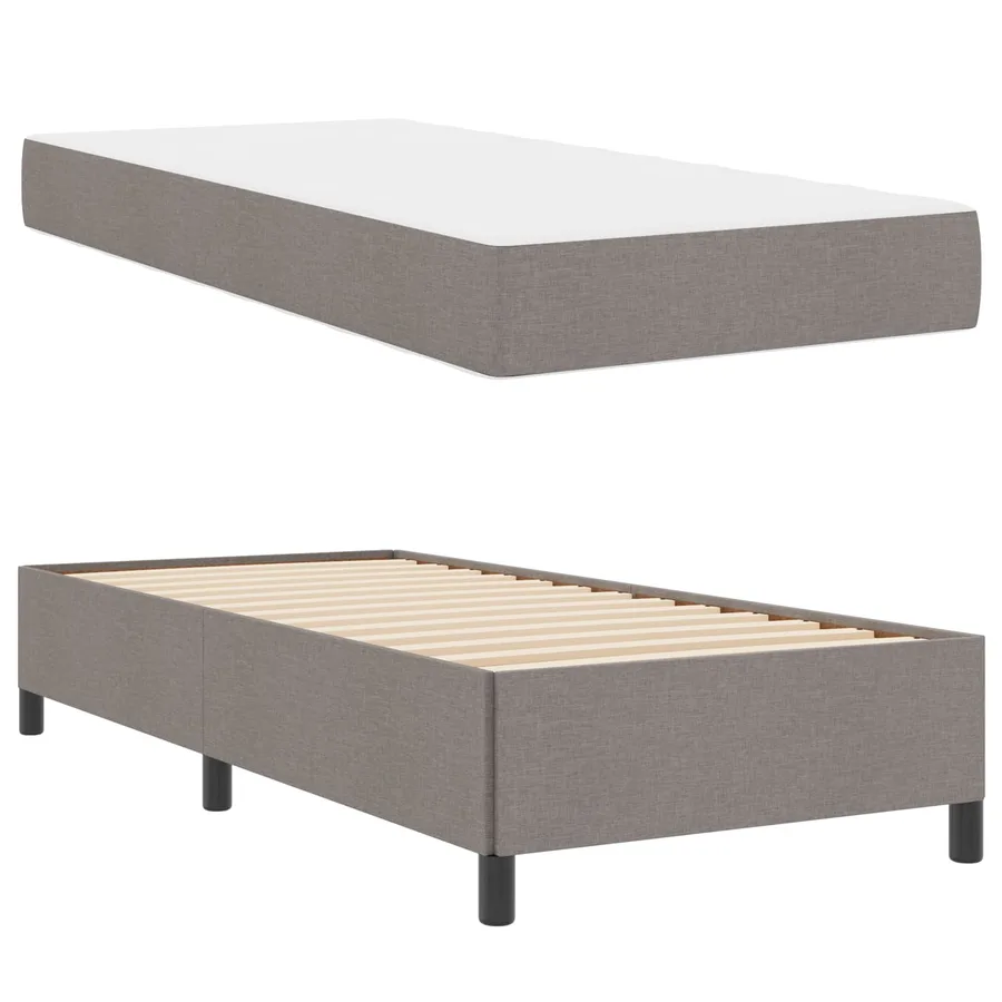Lit à ressorts Taupe 90 x 200 cm tissu - 5
