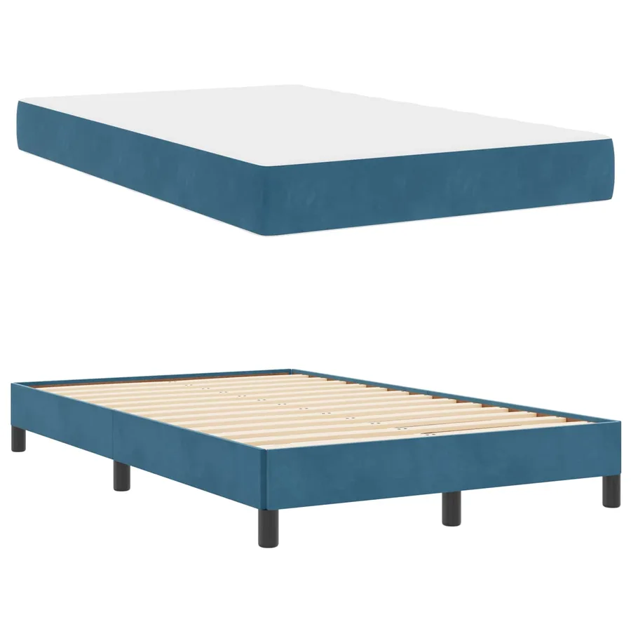 Lit à ressorts avec matelas Bleu foncé 120 x 200 cm tissu - 5