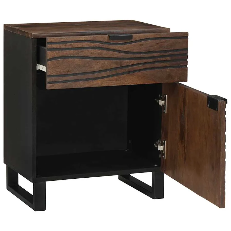 Table de chevet Noyer 50 x 33 x 60 cm Bois d'ingénierie - 2