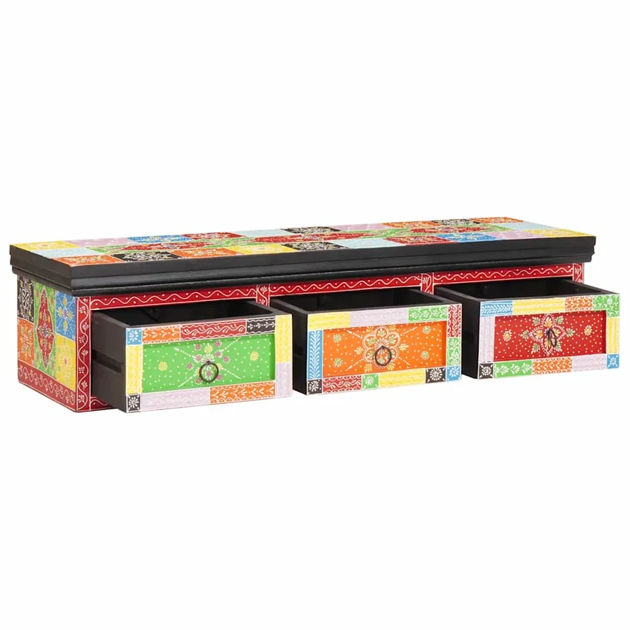 Meuble TV Multicolore 100 x 30 x 24 cm Bois de manguier massif