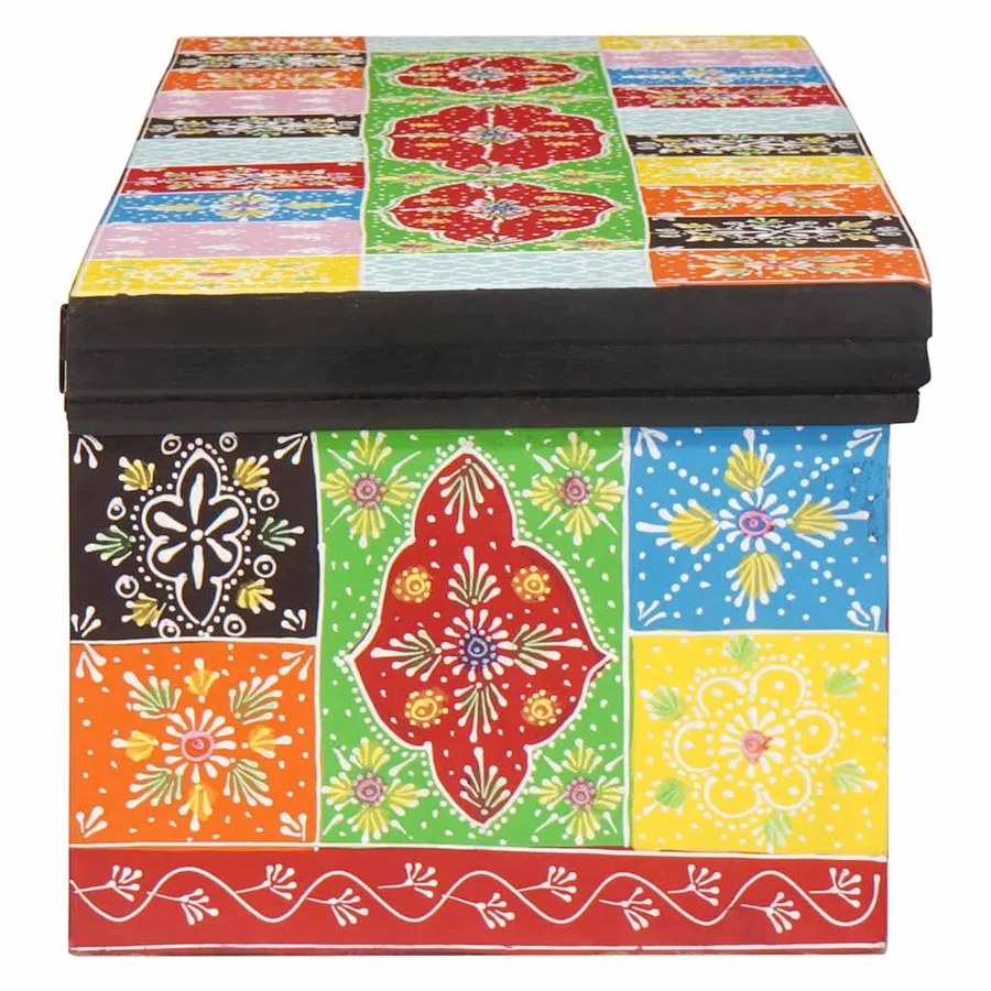 Meuble TV Multicolore 100 x 30 x 24 cm Bois de manguier massif - 3