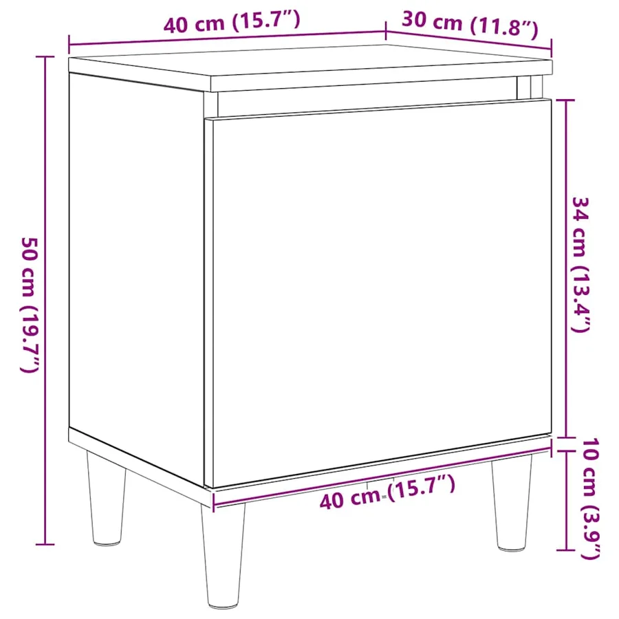 Cabinet de chevet Chêne artisanal 40 x 30 x 50 cm - 14