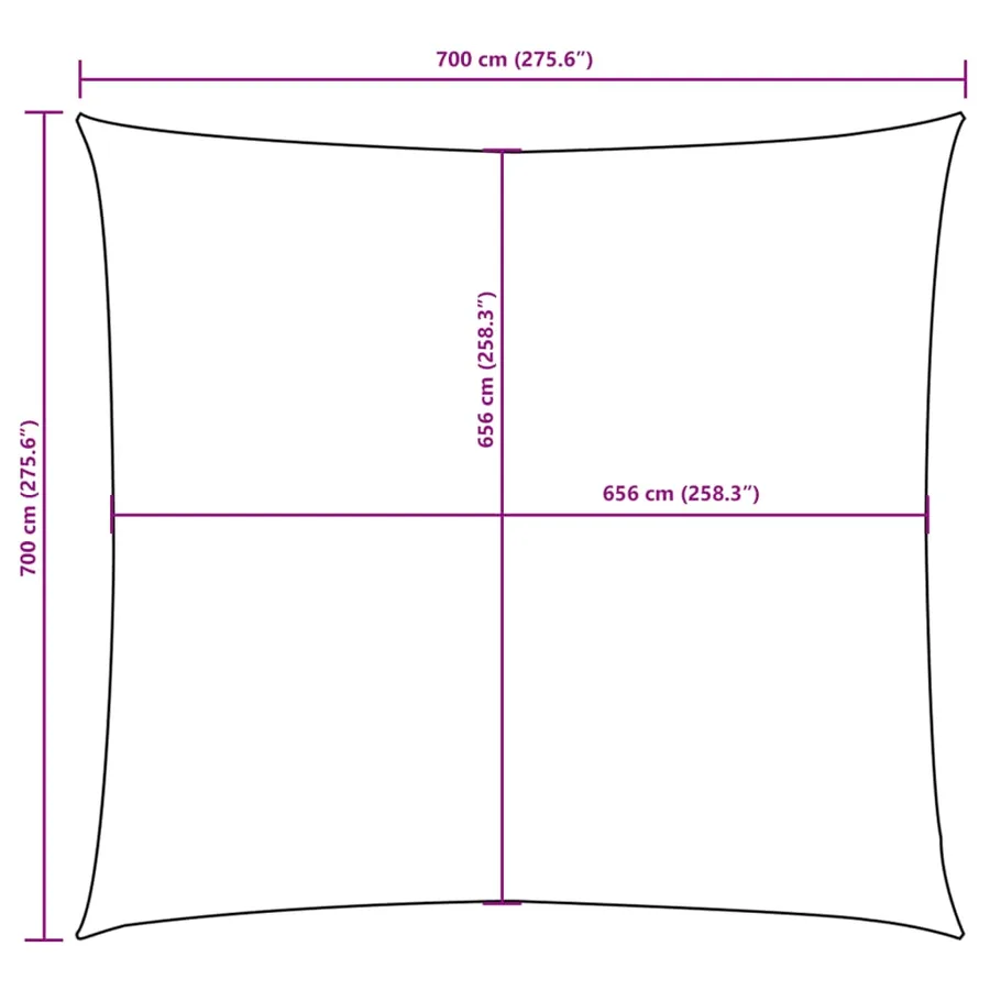 Voile de parasol tissu oxford carré 7x7 m crème - 10