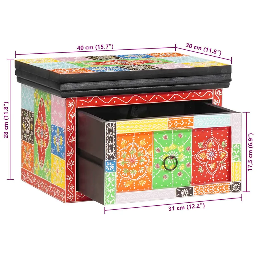 Cabinet de chevet avec tiroir Multicolore 40 x 30 x 28 cm - 10