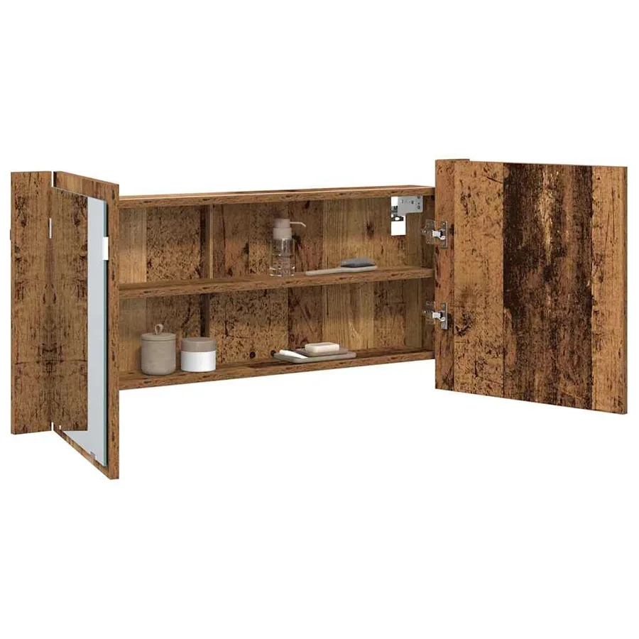 Cabinet Miroir LED avec étagère Bois ancien 100 x 12 x 45 cm - 3