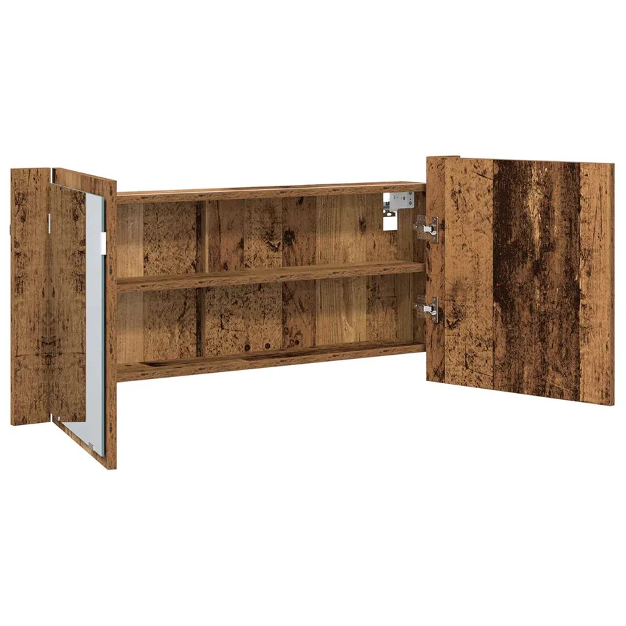 Cabinet Miroir LED avec étagère Bois ancien 100 x 12 x 45 cm - 6