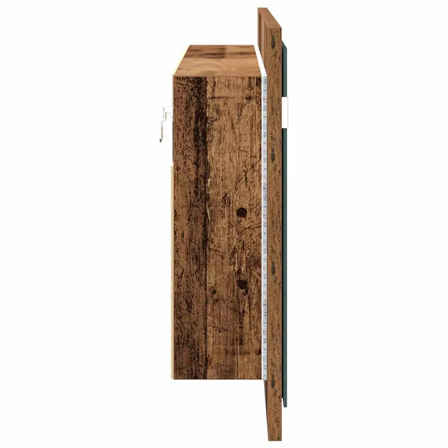Cabinet Miroir LED avec étagère Bois ancien 100 x 12 x 45 cm - 9