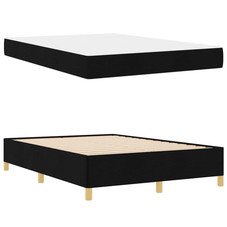 Cadre de lit avec matelas Noir 140 x 190 cm tissu - 5