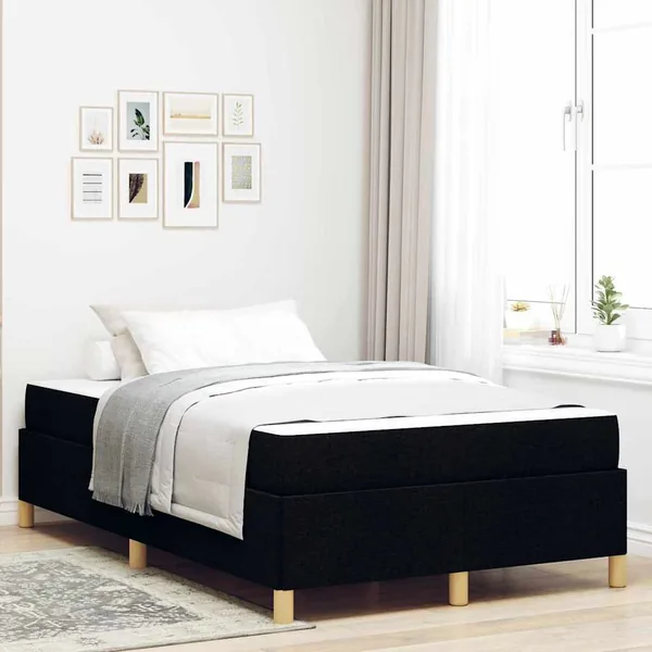 Cadre de lit avec matelas Noir 120 x 190 cm tissu