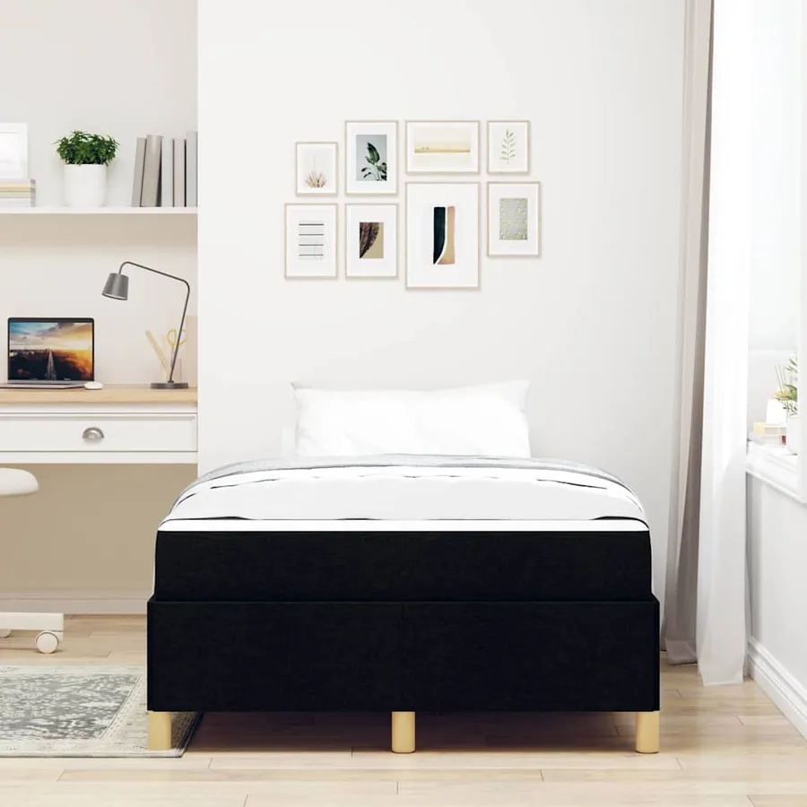 Cadre de lit avec matelas Noir 120 x 190 cm tissu - 3