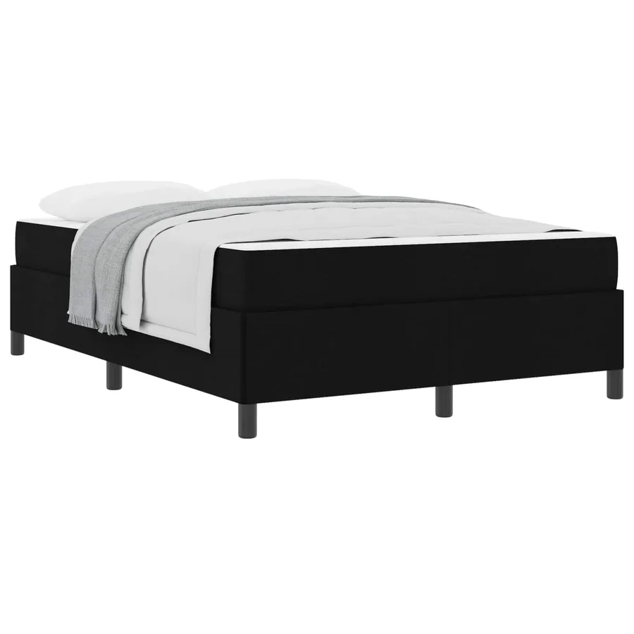 Lit à ressorts avec matelas Noir 140 x 190 cm tissu - 2