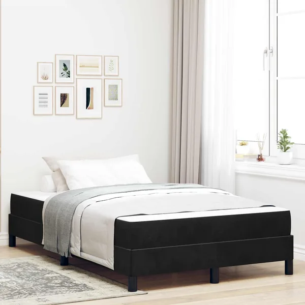 Lit à ressorts avec matelas Noir 120 x 190 cm tissu
