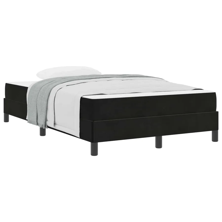 Lit à ressorts avec matelas Noir 120 x 190 cm tissu - 3