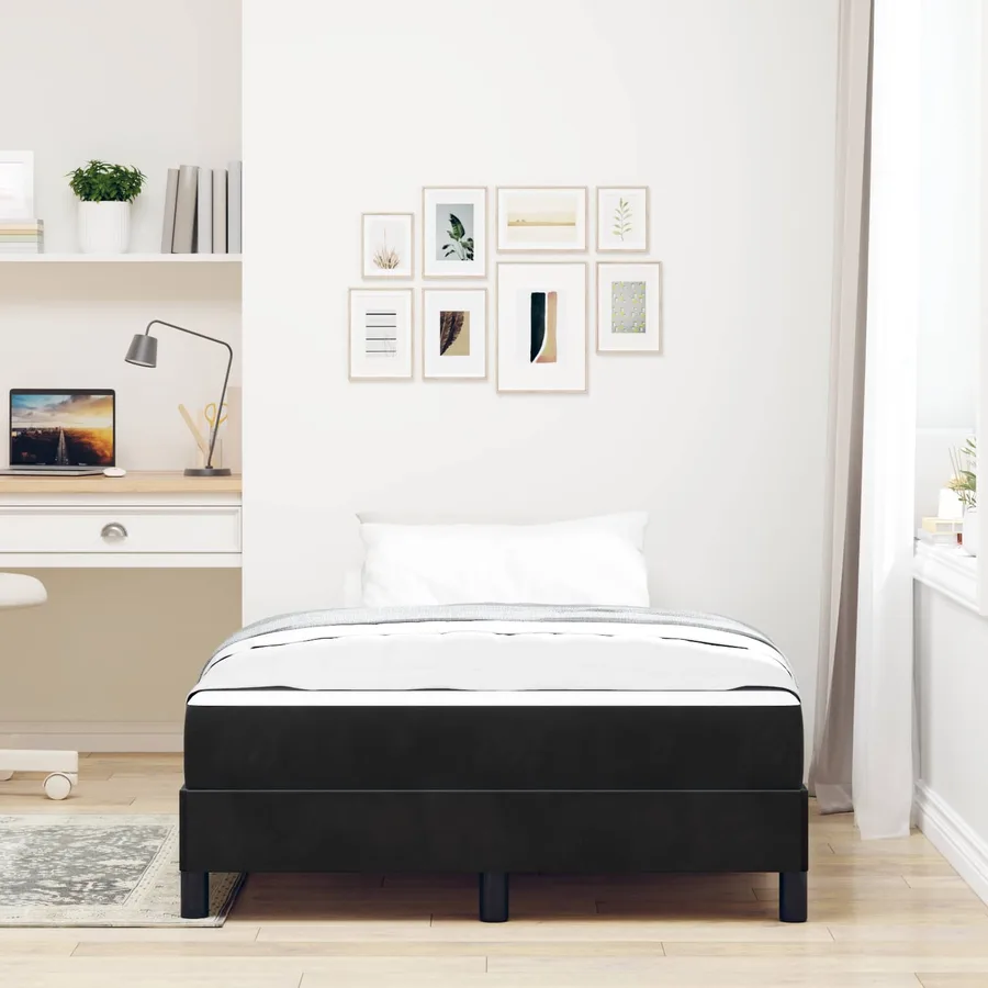 Lit à ressorts avec matelas Noir 120 x 190 cm tissu - 4