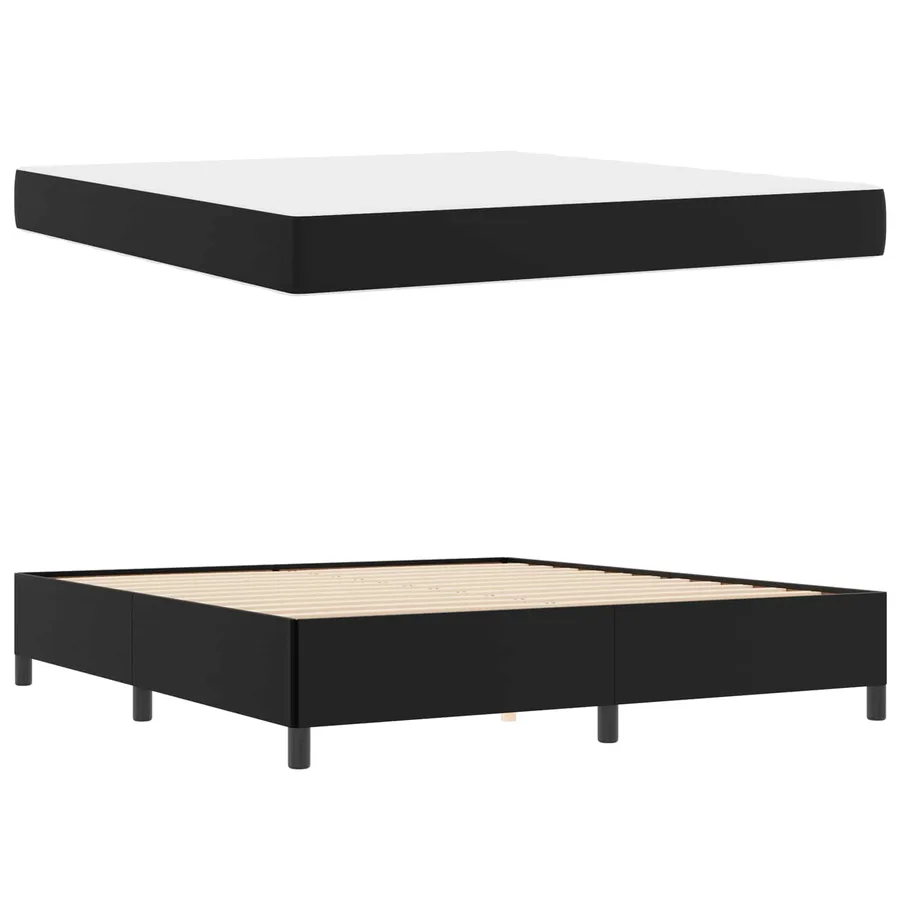 Cadre de lit avec matelas Noir 180 x 200 cm tissu - 5