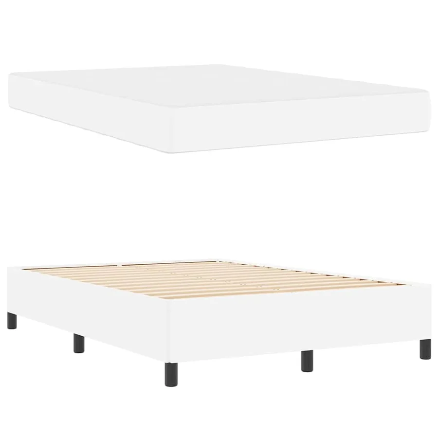Cadre de lit avec matelas Blanc 140 x 190 cm tissu - 6