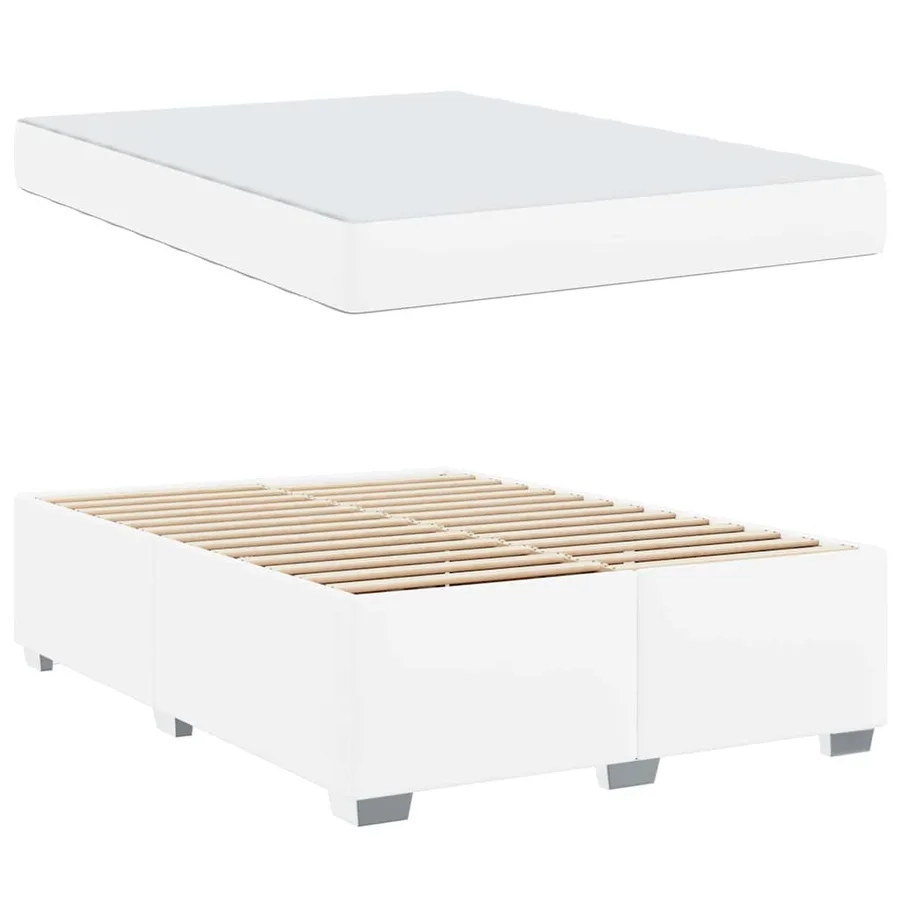 Cadre de lit avec matelas Blanc 160 x 200 cm tissu - 4