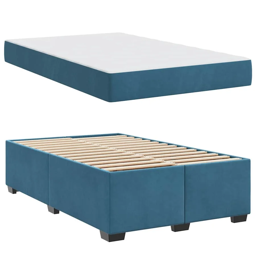 Cadre de lit avec matelas Bleu foncé 120 x 200 cm tissu - 4