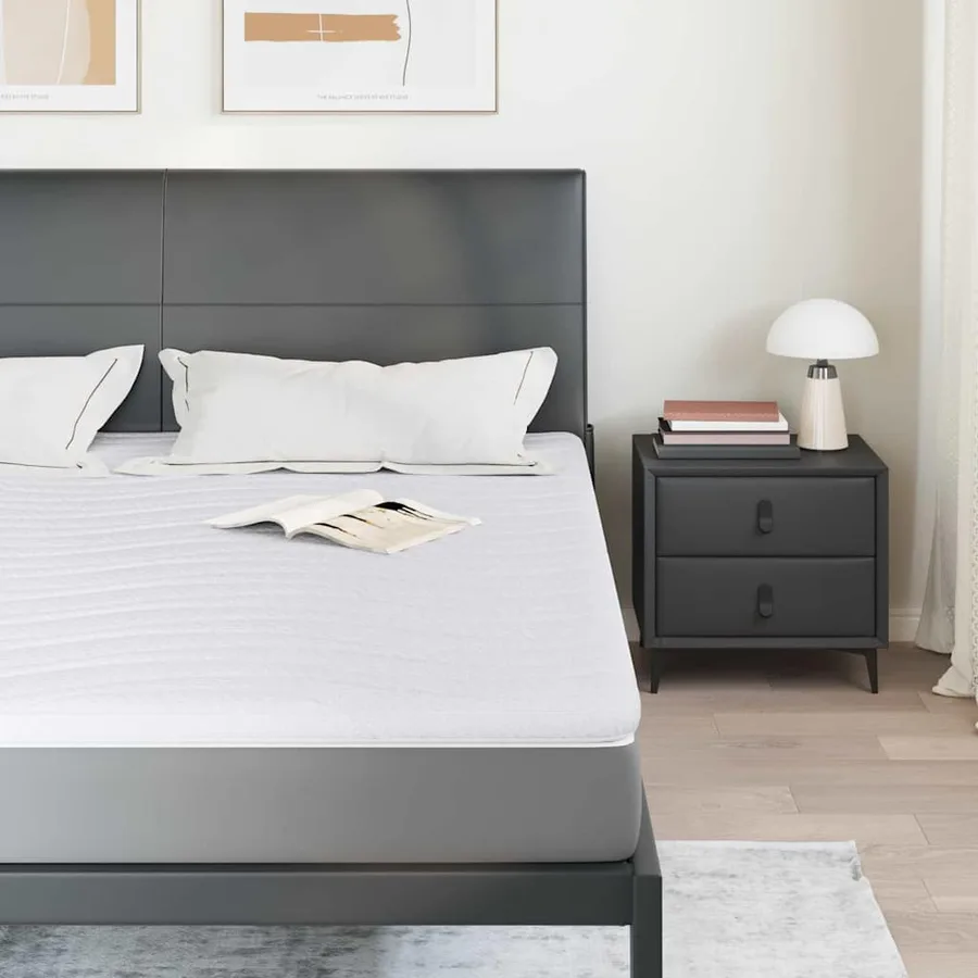 Surmatelas Blanc 200 x 200 cm Tissu en Tricot - 3