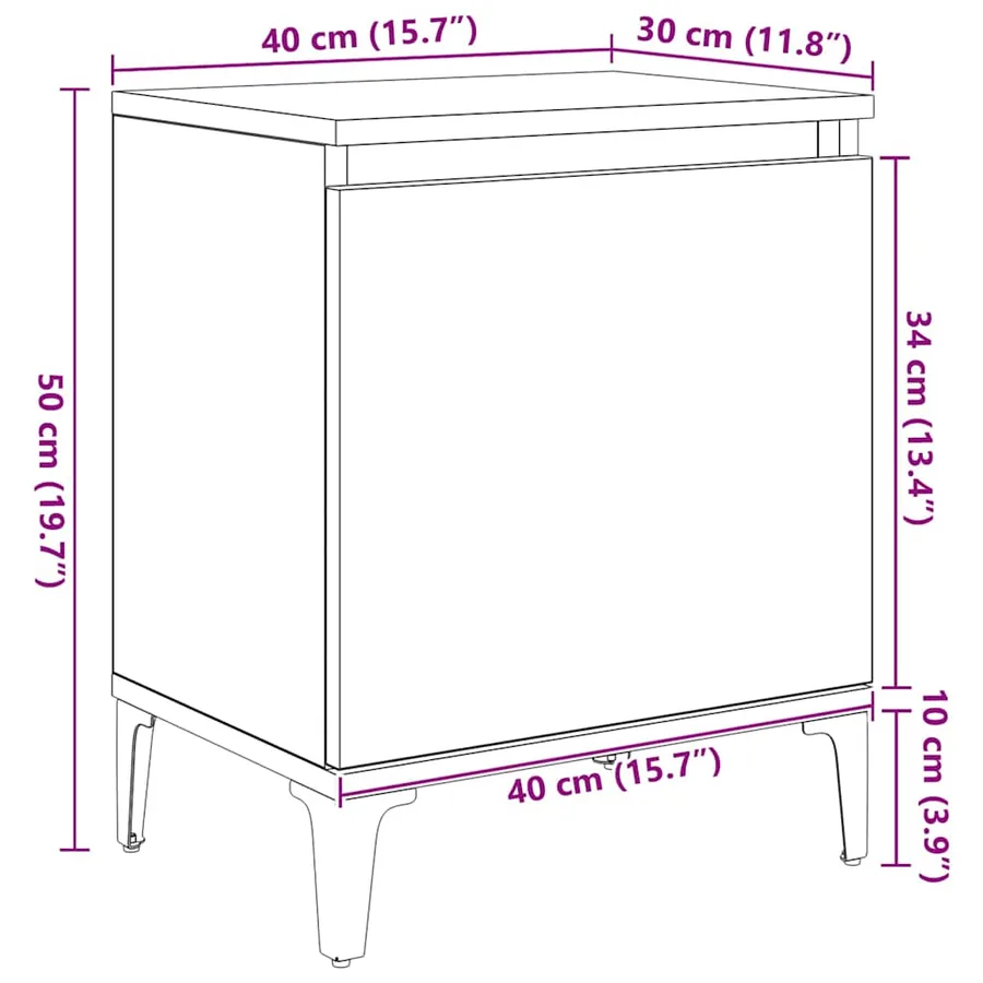 Cabinet de chevet Bois ancien 40 x 30 x 50 cm Bois d'ingénierie - 13