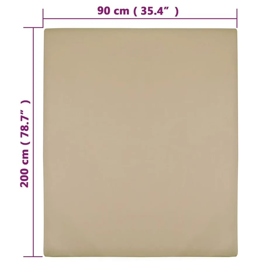 Draps-housses Jersey 2 pcs Taupe 90x200 cm Coton - 4