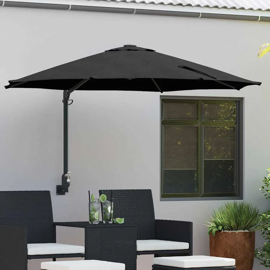 Parasol de jardin Noir 248 x 248 x 148 cm Polyester et Acier