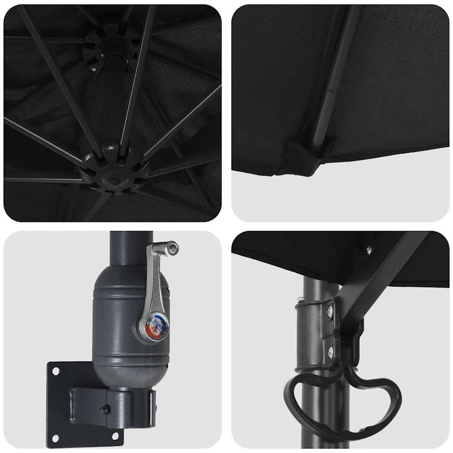 Parasol de jardin Noir 248 x 248 x 148 cm Polyester et Acier - 7