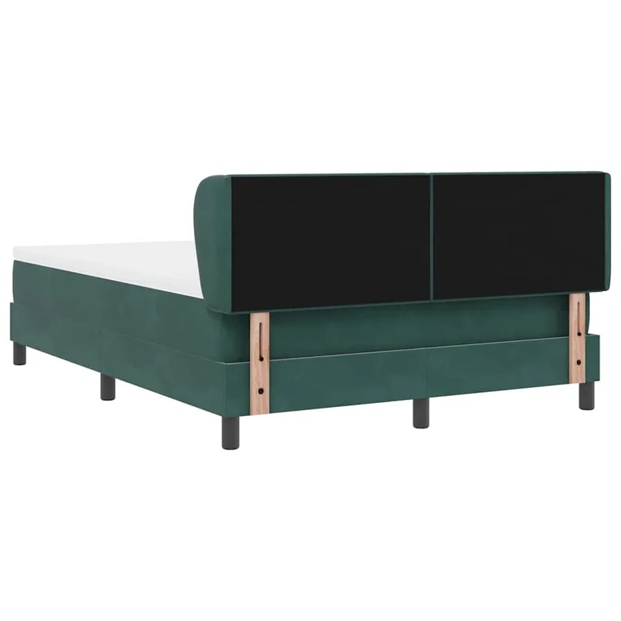 Lit à ressorts avec tête de lit Vert foncé 160 x 200 cm Velours - 9