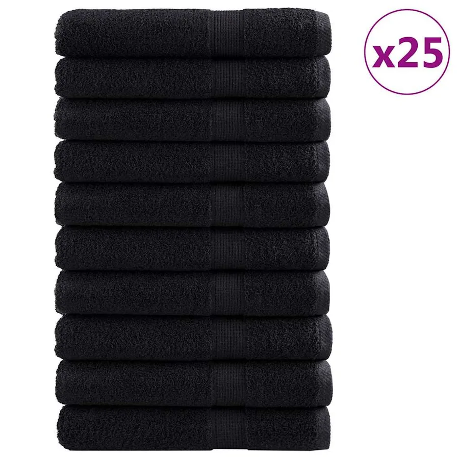 Serviette Invité SOLUND 25 pc Noir 100 x 200 cm 550 gsm - 2