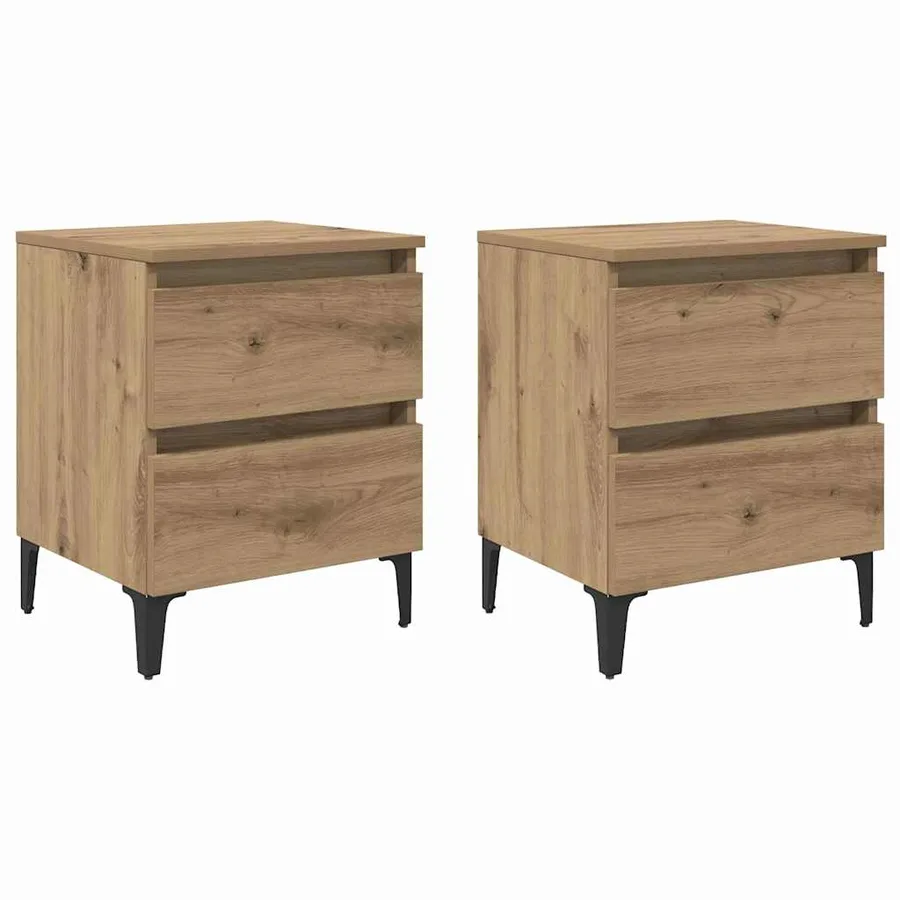 Cabinet de chevet 2 pc Chêne artisanal 40 x 35 x 50 cm - 2