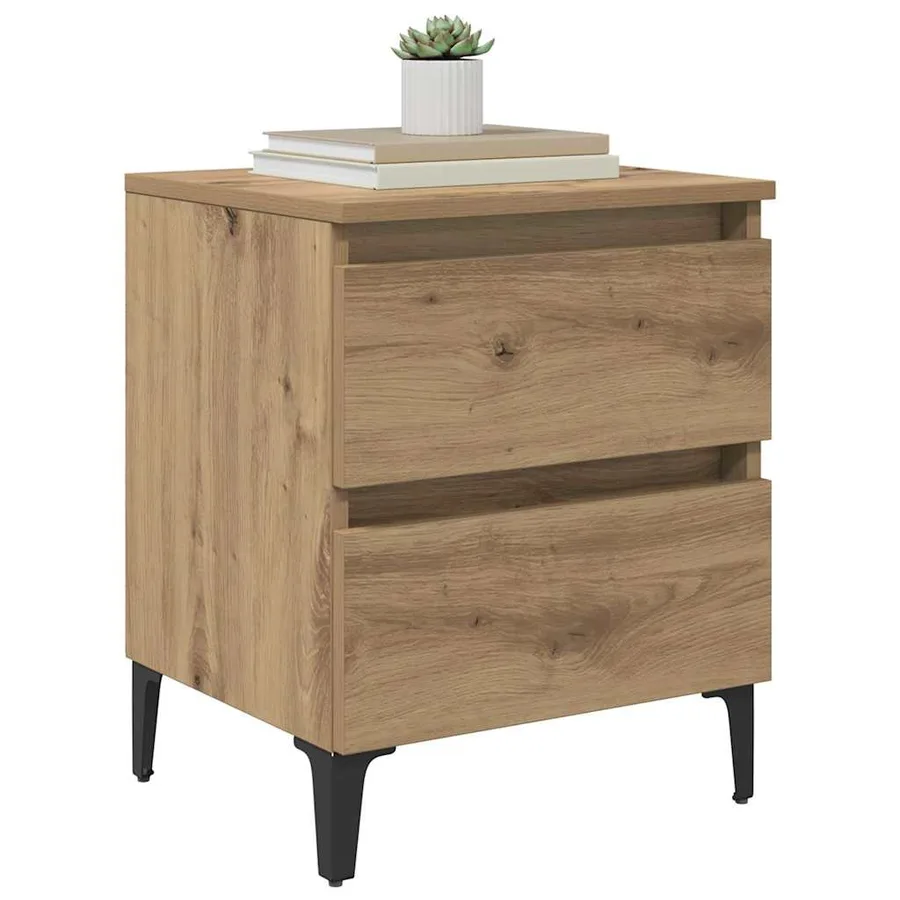 Cabinet de chevet 2 pc Chêne artisanal 40 x 35 x 50 cm - 3
