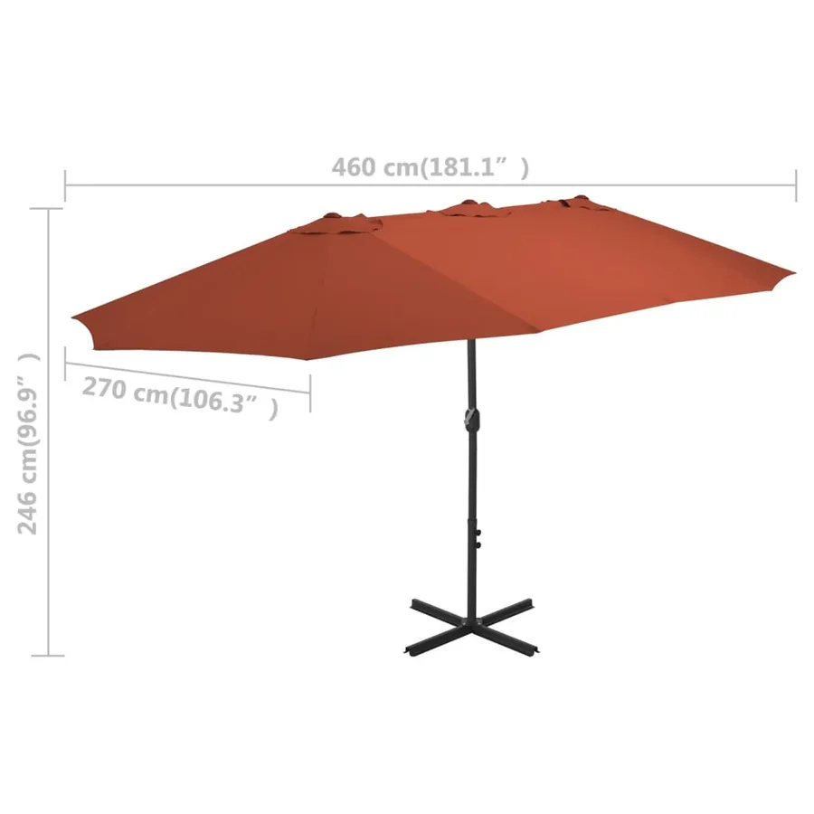 Parasol d'extérieur avec poteau en aluminium terre cuite - 8