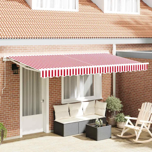 Toile de rechange pour auvent Rouge et Blanc 4 x 2 m Polyester