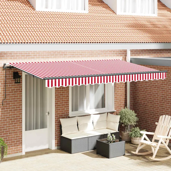Auvent Rétractable Rouge 400 x 200 cm tissu