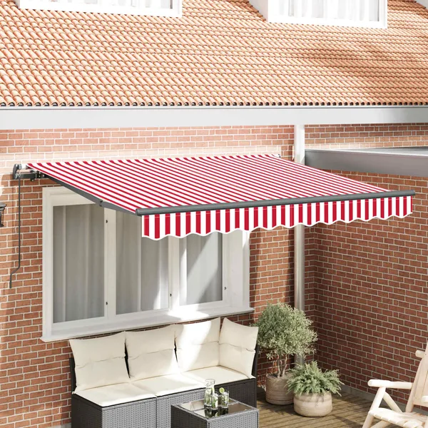 Auvent Rétractable Rouge 250 x 200 cm tissu
