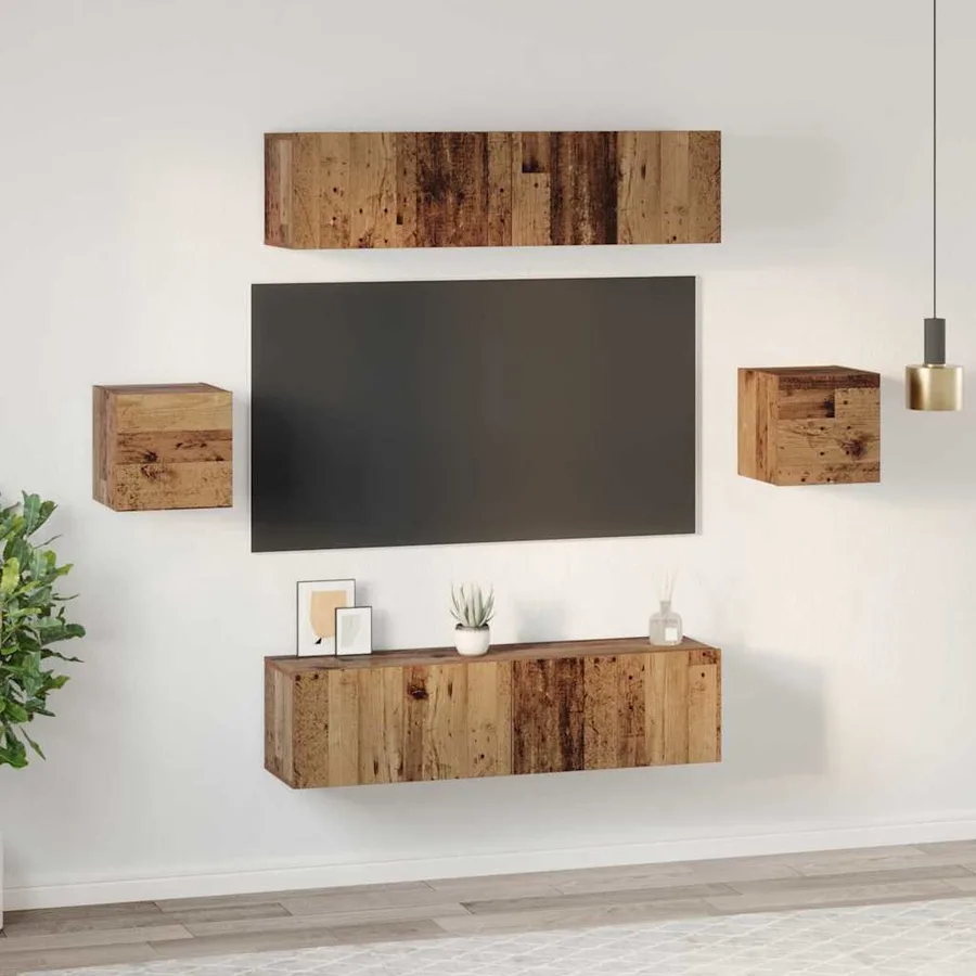 Ensemble meuble TV 6 pcs Bois Ancien Bois d'ingénierie - 4