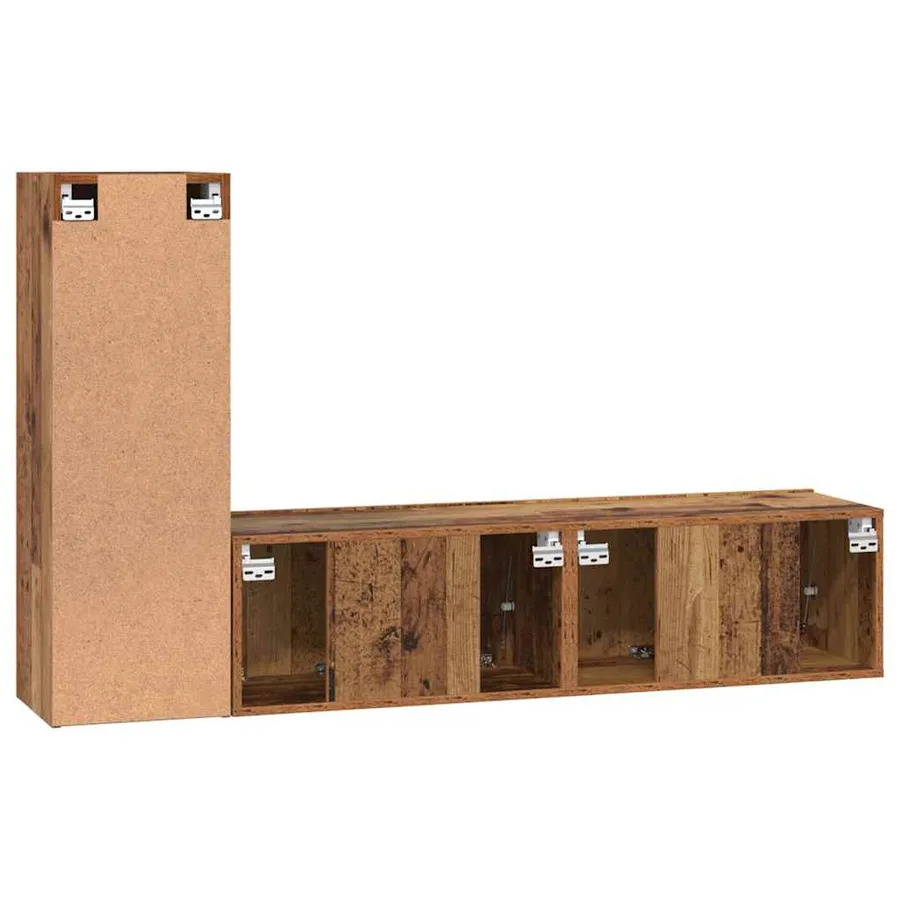 Ensemble meuble TV 3 pcs Bois Ancien Bois d'ingénierie - 9
